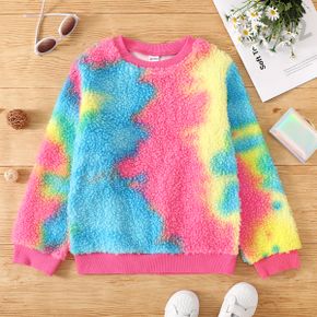 Kid Girl Tie Dye Teddy Fuzzy Pullover Sweatshirt